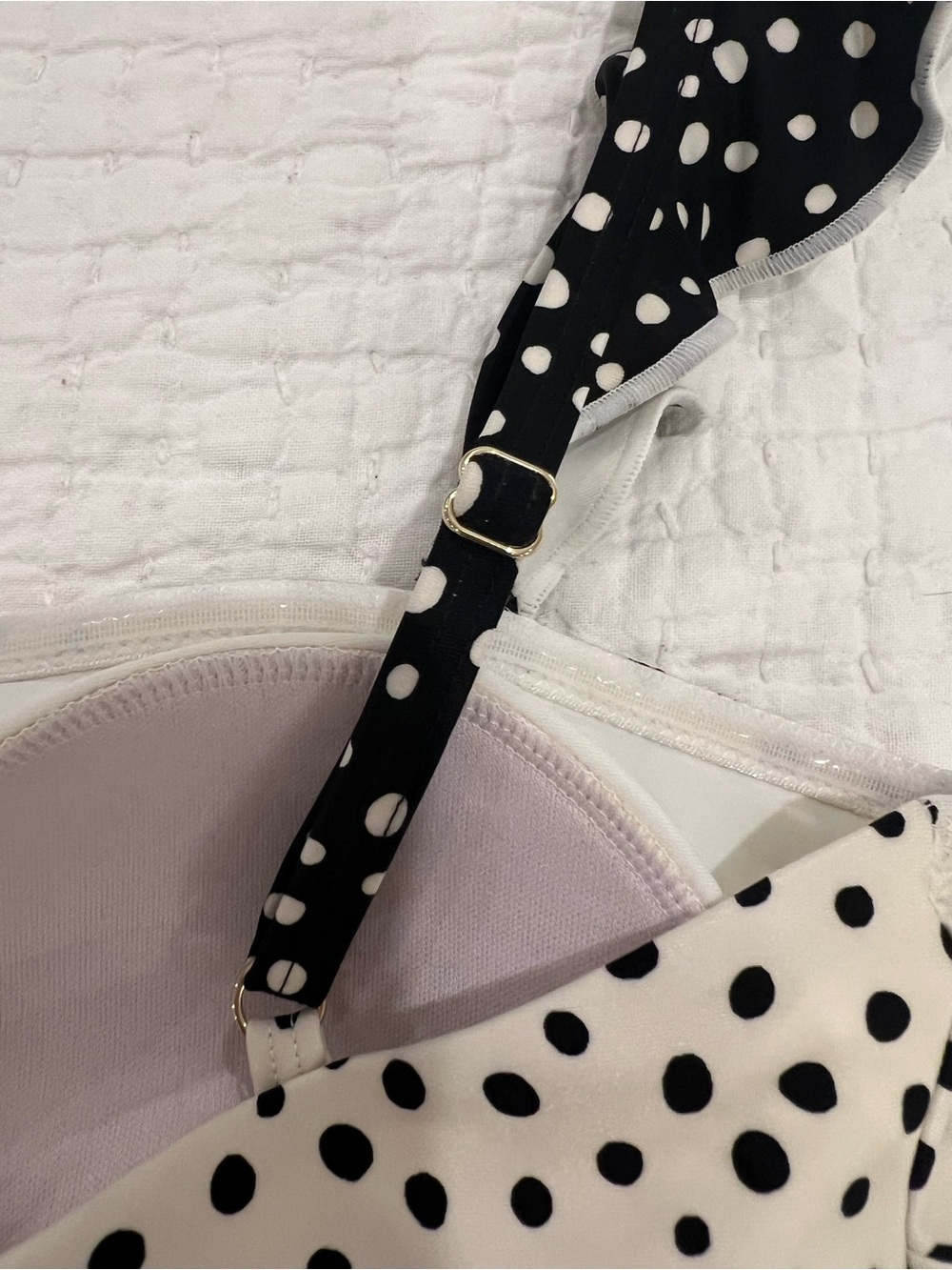 Summersalt One Piece Swimsuit Size 12 Ruffle Oasis On The Dot Polka Black Cream - Picture 8 of 16